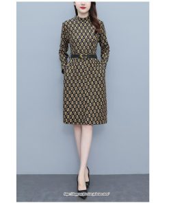 マキシ | ワンピース レディース 柄 大きいサイズ 膝丈 長袖 きれいめ 30代 40代 50代 着やせ 上品 キレイめ レトロ風 オシャレ カジュアル 春秋冬