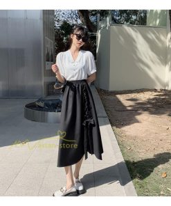 スカート | フレア ロング春物 レディース 春夏 リボン付き 蝶結び ウエストゴム 20代30代40代 通勤通学 カジュアル お出かけ 夏物 上品 着痩せ 着回し