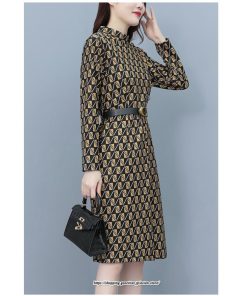 マキシ | ワンピース レディース 柄 大きいサイズ 膝丈 長袖 きれいめ 30代 40代 50代 着やせ 上品 キレイめ レトロ風 オシャレ カジュアル 春秋冬