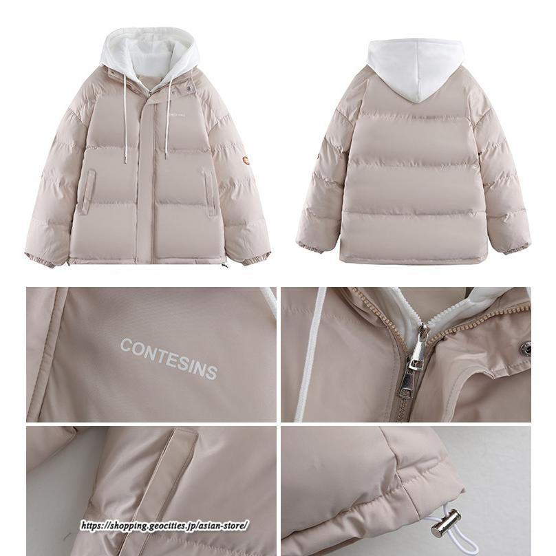 ダウンジャケット コート | フェイクレイヤードダウンジャケット 重ね着風ジャケット 中綿ジャケット アウター ダウン 防風 防寒 フード付き 秋冬コート ジップアップ レディース