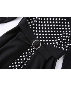 レースワンピース | 7分袖 ひざ丈ワンピ フレアワンピース レディース 大きいサイズ 膝丈ワンピース レース 二次会 通勤 水玉 切り替え パーティー