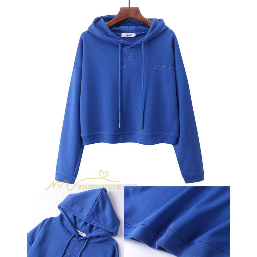 パーカー | 秋新作 長袖フード付き 秋冬 コーデ 薄手 ショート丈 6色 刺繍 シンプル 人気 おしゃれ スウェット プルオーバー 上品 トレーナー 秋物