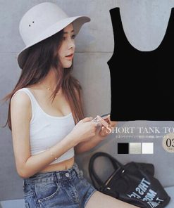 Tシャツ・カットソー | Uネック インナー ショート丈 タンクトップ レディース スポーツウェア ノースリーブ 春夏 トップス タイト コットン