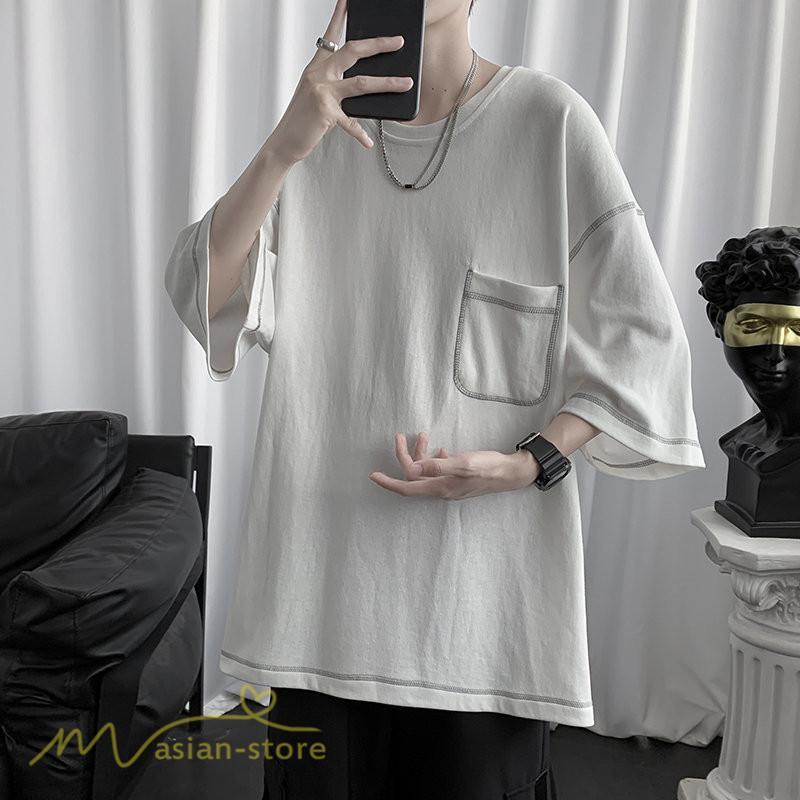Tシャツ | 半袖メンズ カットソー ゆったり 半袖 カジュアル おしゃれ カジュアル 夏新作 体型カバー シンプル 30代 カッコウイイ ポケット 20代 無地