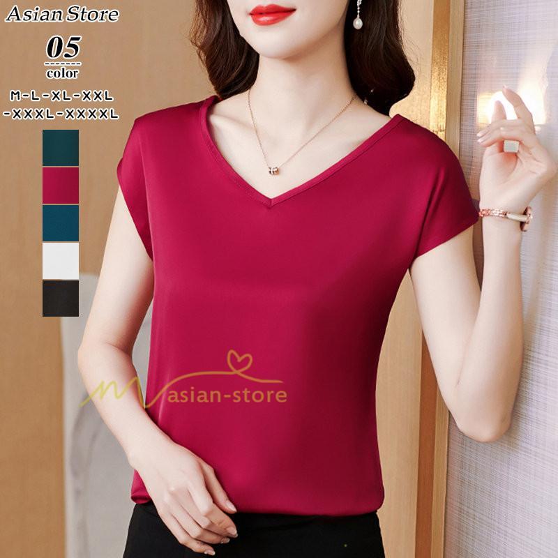 tシャツ・カットソー | Tシャツ レディース チュニック 春 夏 春夏 チュニックTシャツ カットソー 半袖 20代30代40代50代 ママ シンプル カシュクール お出かけ カジュアル インナー