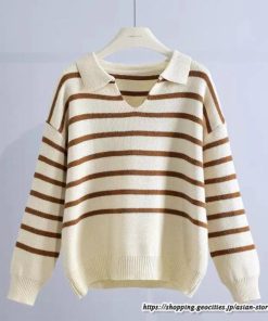 ニット・セーター | ニット カットソー セーター レディース トップス 秋冬 春 長袖 ニットセーター ボーダー ポロカラー プルオーバー 春秋 柔らかい 通学 ニットトップス 通勤