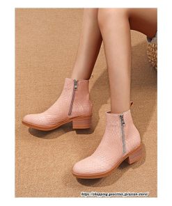 ショートブーツ | 大きいサイズ26.5cm レディース 上品 ブーツ 秋冬 春 チャンキーヒール 太ヒール 黒ブーツ シンプル ミドルヒール 大人 サイドファスナー