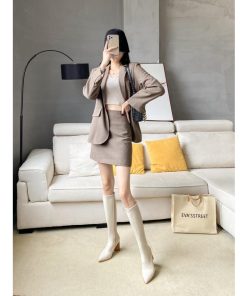 ロングブーツ | ポインテッドトゥレディース チャンキーヒール サイドファスナー バイカラー ミドルヒール 太ヒール 合皮ブーツ ロングブーツ ブーツ 無地