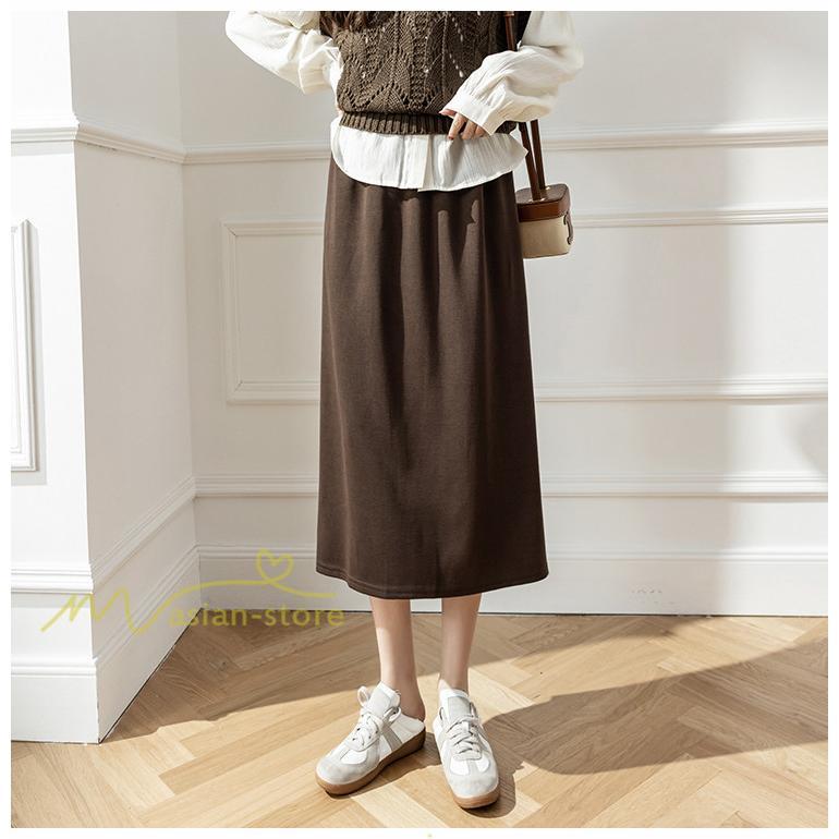 スカート | レディース 無地 カジュアル ひざ下丈 きれいめ 秋冬コーデ エレガント 通勤 通学 20代 Aライン40代 30代 ウエストゴム 50代 ゆったり