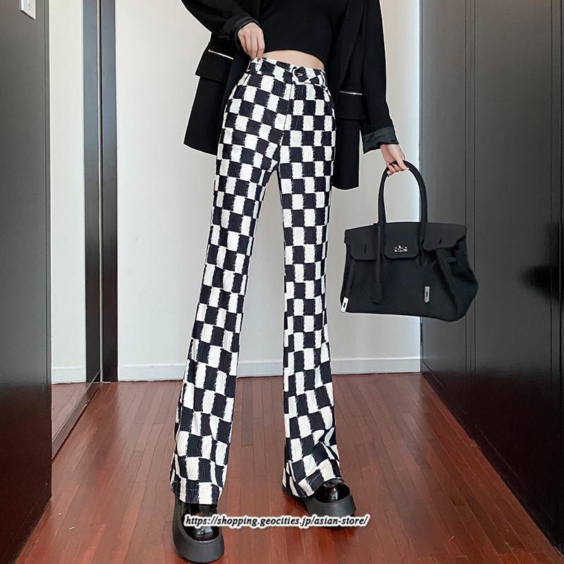 チノ・テーパード・ジョガー・スキニーパン | パンツ レディース フレアパンツ ロングパンツ チェック柄 カジュアル ハイウエスト ワイドパンツ トレンド かわいい おしゃれ 楽ちん お出かけ 送料無料 デート
