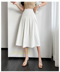 スカート | ハイウエスト ロングレトロ Aライン女性 マキシ丈ボトムス 春秋夏 お洒落 通勤 エレガント プリーツ20代30代40代