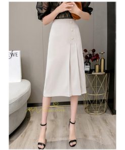 スカート | タイトボタン 膝下 ミディアム丈 ミモレ丈 キレイめ プリーツ通勤通学 ビジネス OL オフィス 春夏秋 2022新作 20代30代40代 着回し 無地人気
