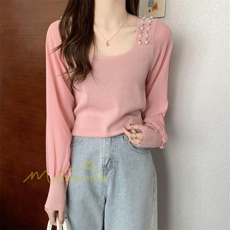 tシャツ・カットソー | カットソー トップス レディース ロンT Tシャツ 春 長袖 おしゃれ シフォンシャツ エレガント 20代30代40代 カジュアル お出かけ 着回し 通勤通学 ファッション