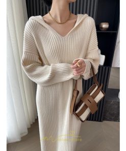 ニットワンピース | ワンピース 春 春服 レディース 長袖 ゆったり 秋 冬 ロング丈 可愛い おしゃれ 韓国風 着痩せ お出かけ 暖か 体型カバー 韓国ファッション