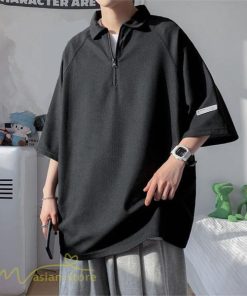 Tシャツ | ポロシャツ メンズ シャツ トップス 半袖 無地 シンプル カジュアル 夏新作 大きいサイズ 黒 白 ゆったり サマーシャツ ファスナー 大きいサイズ 体型カバー