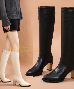 ロングブーツ | ブーツ ヒール カジュアル レディース 靴 シューズ お出かけ 秋冬 ロング丈ブーツ ジョッキーブーツ 春秋冬 黒靴 大人 美脚 太ヒール