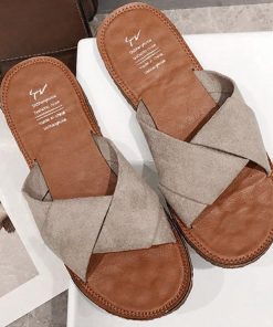 サンダル | ぺたんこレディース フラット クロスストラップコンフォート ビーチスエ−ド調 スリッパ