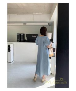 マキシ | ワンピース レディース パフスリーブロングワンピース ハーフスリーブ マキシワンピース ロング丈 半袖 マキシ丈 送料無料 韓国ファッション カジュアル