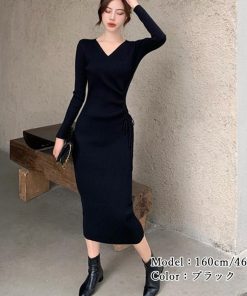 ワンピース | カシュクール リブニット秋冬