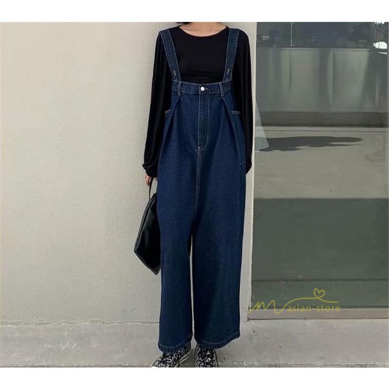 オーバーオール サロペット | オーバーオール レディース デニムサロペット サロペットパンツ 秋服 ボトムス オールインワン ゆったり 通勤通学 ガウチョパンツ ワイドパンツ サロペット