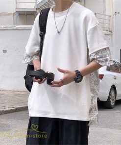 Tシャツ | メンズ 半袖 シンプル 半袖tシャツ クルーネック カジュアル 重ね着風 切り替え カッコウイイ 夏新作 カットソー ゆったり 20代 40代 体型カバー 30代