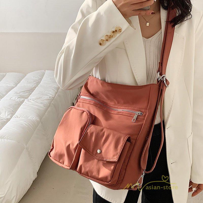 女性用バッグ | ショルダーバッグ レディースバッグ 2way 斜めがけ 肩掛けバッグ 通勤 通学 買い物 エコバッグ ファスナー 旅行 シンプル 大学生 おしゃれ ポケット多い