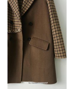コート・ジャケット | テーラードジャケット レディース コート アウター 長袖 ミディアム丈 羽織り 春 秋 冬 切り替え チェック柄 カジュアル ダブルブレスト 着痩せ ラシャ 韓国風