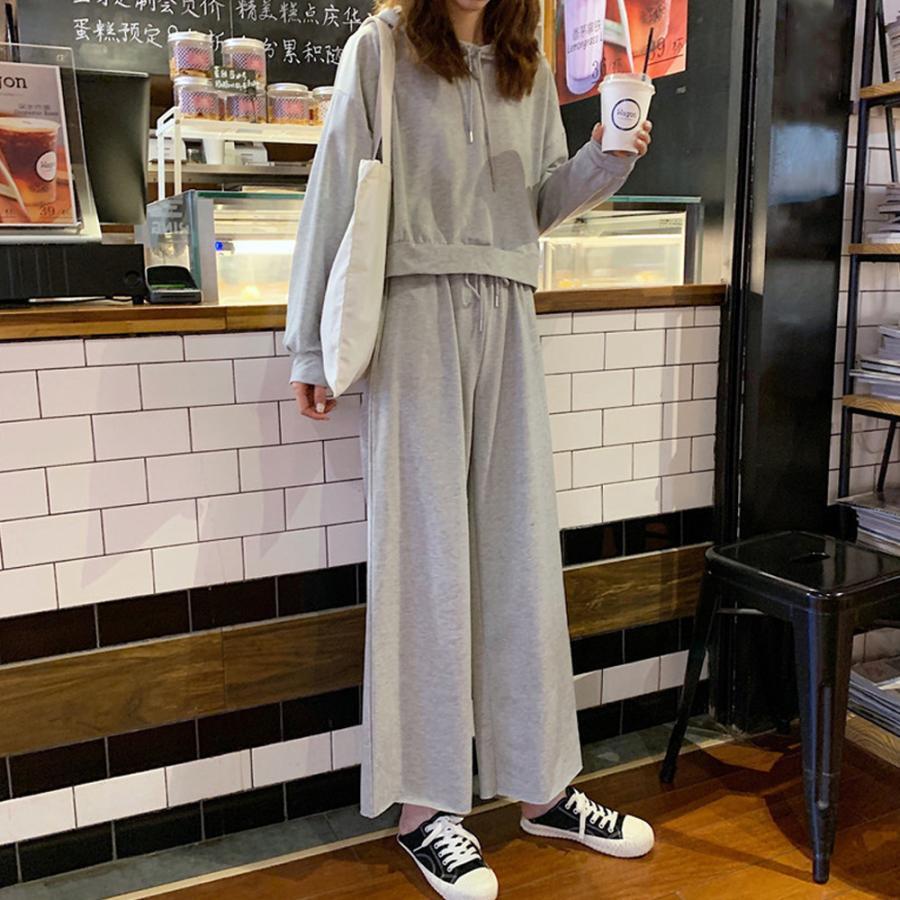 キャミソール | セットアップ 部屋着 フード付き レディース 無地 パンツセット スウェットパーカー 体型カバー ルームウェア シンプル