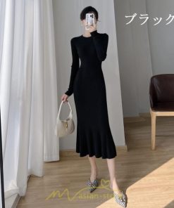 ニットワンピース | レディース 冬 きれいめ ニットフレア ロング おしゃれ マーメイド 秋冬 送料無料 おしゃれ 20代30代40代50代 デート 通勤 可愛い