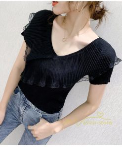 ｔシャツ・カットソー | サマーニット レディース 半袖 Vネック カラー きれいめ トップス Tシャツ ニットソー 薄手 新品 夏新作 2021 激売れ お出かけ ファッション 激売れ エレガント