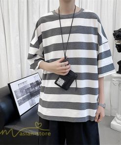 Tシャツ | カットソー 半袖トップス メンズボーダー カジュアル クルーネック ゆったり 夏新作 夏服 シンプル おしゃれ 大きいサイズ 5分袖
