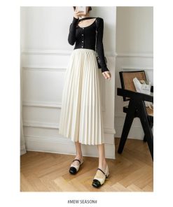 スカート | ロングロング 春 秋 プリーツ レデイース  体型カバー 着痩せ 通勤 通学 裏地付き ウエストゴム ゆったり お呼ばれ 楽チン 女子会 キレイめ