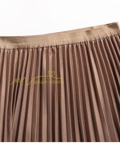 スカート | プリーツロングミモレ丈 グラデーションAラインウエストゴム ハイウエスト 秋冬 無地 ゆったり 大人 通学通勤