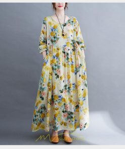 マキシ | マキシワンピース ワンピース 夏 秋 レディース マキシ丈 長袖 ロング 丸首 花柄 ロング丈 リラックス マタニティ 秋 ゆったり 秋服 夏服 体型カバー