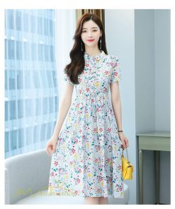ミディアム | ワンピース レディース 花柄 サマーワンピース 半袖 シャツワンピース 夏 30代 40代 きれいめ プリント おしゃれ 膝丈 ミディアムワンピース 大きいサイズ