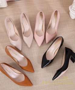 パンプス | 走れるポインテッドトゥ チャンキーヒール 黒 フォーマル オフィス レディース 入学式 入園式 卒業式 卒園式 5cmヒール 22cm 結婚式 靴 25cm