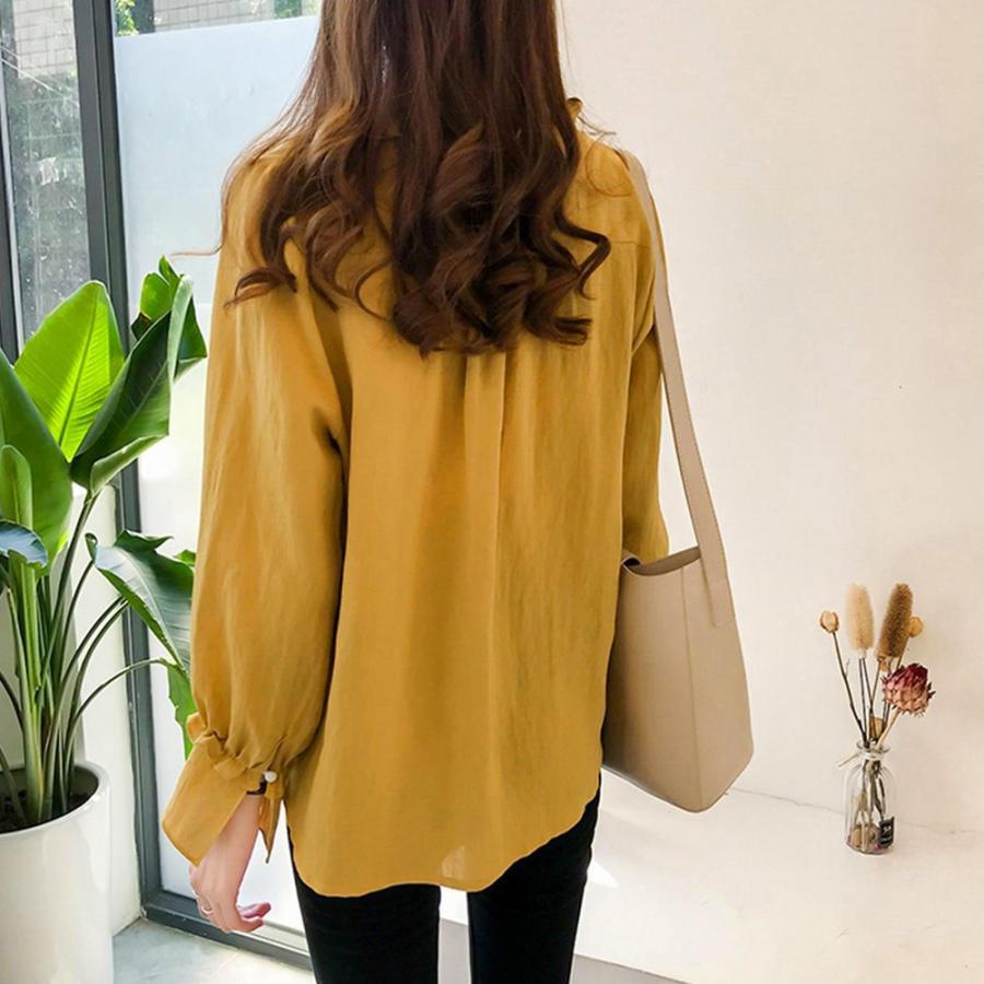 シャツ・ブラウス | 大人 夏 トップス ブラウス オフィス シャツブラウス 長袖 春 フォーマル おしゃれ Vネックブラウス ゆったり レディース