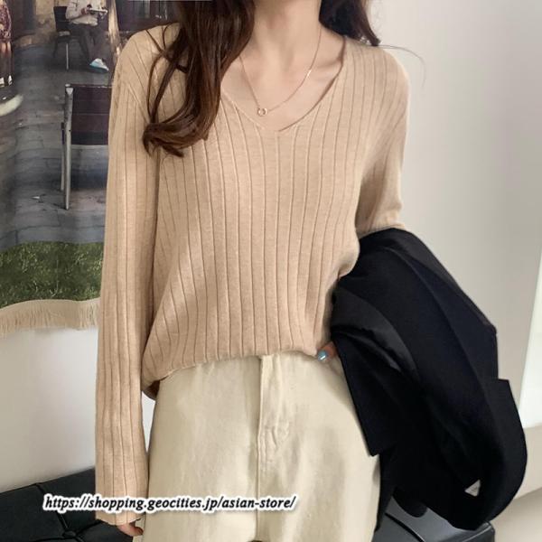 ニット・セーター | カットソー ニット レディース リブニット 長袖 秋冬 春 トップス スリム ストレッチ インナー 無地 着痩せ プルオーバー 長袖カットソー 長袖ニット 通学通勤