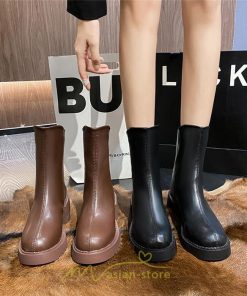 ショートブーツ | ブーツ レディース 軽量 歩きやすい おすすめ おしゃれ 厚底 レザー風 走れる 痛くない ファスナー トレンド 春 22.5cm-25cm 冬 秋