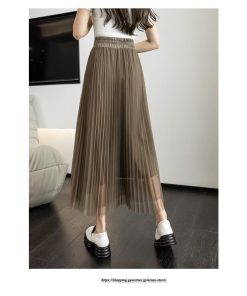 スカート | レディース 春秋 チュール美脚 プリーツロングAライン 体型カバー ボトムス おしゃれ 大人 通勤 お出かけ オシャレ