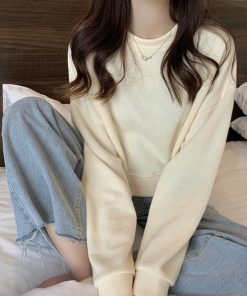 Tシャツ・カットソー | ショート丈スウェット レディース 韓国風