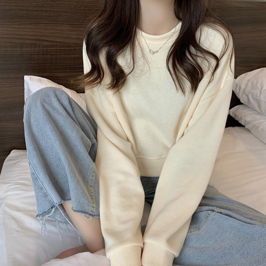 Tシャツ・カットソー | ショート丈スウェット レディース 韓国風