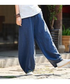 ワイドパンツ | 夏パンツ レディース パフパンツ ロングパンツ 綿麻パンツ 涼しい ゆったり ウエストゴム 可愛い 20代30代40代50代60代 無地 大人 大きめ