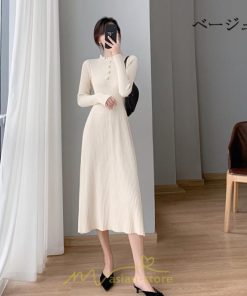 ニットワンピース | レディース 冬 きれいめ ロング おしゃれ 秋冬 長袖 送料無料 可愛い 着痩せ Aライン 20代30代40代50代 韓国風 ハイネック