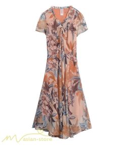 ミディアム | ワンピース サマー レディース 着痩せ 夏 半袖 Aラインワンピース カジュアル きれいめ おしゃれ 上品 Vネック 40代 エレガント 大きいサイズ 日常 20代 30代