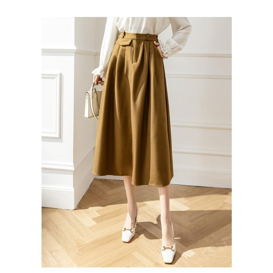スカート | レディース ロング フレア Aライン 秋冬 ミモレ ハイウエスト 体型カバー キレイめ オシャレ フェミニン 可愛い お出かけ 着痩せ OL 通勤 通学