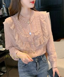 シャツ・ブラウス | ブラウス レディース きれいめ 春秋 40代 30代 長袖 カジュアルブラウス 可愛い おしゃれ 韓国風 通勤 着回し お出かけ エレガント 着痩せ 上品 レースシャツ