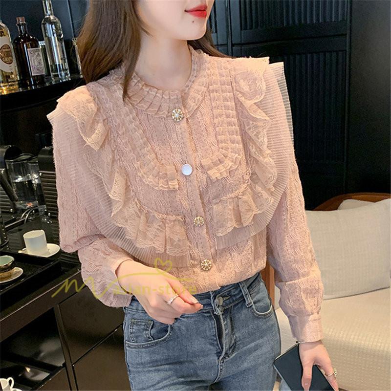 シャツ・ブラウス | ブラウス レディース きれいめ 春秋 40代 30代 長袖 カジュアルブラウス 可愛い おしゃれ 韓国風 通勤 着回し お出かけ エレガント 着痩せ 上品 レースシャツ