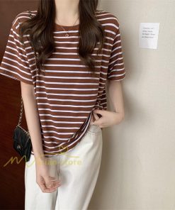 tシャツ・カットソー | Tシャツ レディース 春夏 トップス カットソー 半袖 シャツ ストライプ柄 20代30代40代50代 カジュアル お出かけ 上品 韓国ファッション 着回し 着痩せ 快適