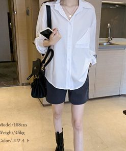 シャツ・ブラウス | シャツ おしゃれ 無地 オフィス ボダン ブラウス トップス ロング 襟付き 前開きシャツ レディース 仮ポケット付き